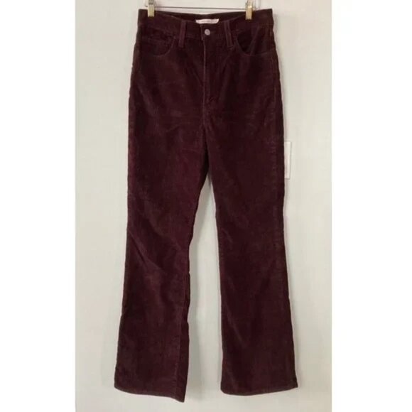 Levi's Ribcage Boot High Waist Corduroy Pants In Malbec 29 x 32 - Picture 9 of 13